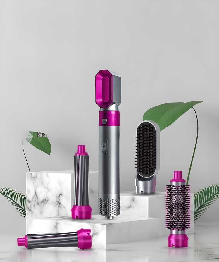 "5-in-1 Hair Styler: Dryer, Curler, Volumizer & More"